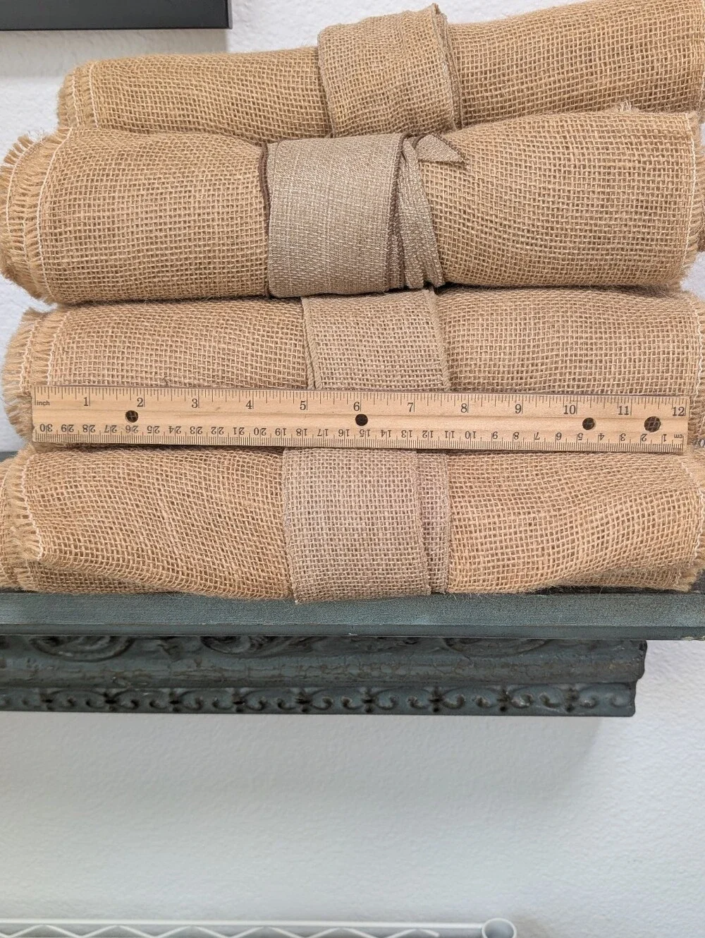 Set of 7 Fringed Burlap Table Runners Each 12